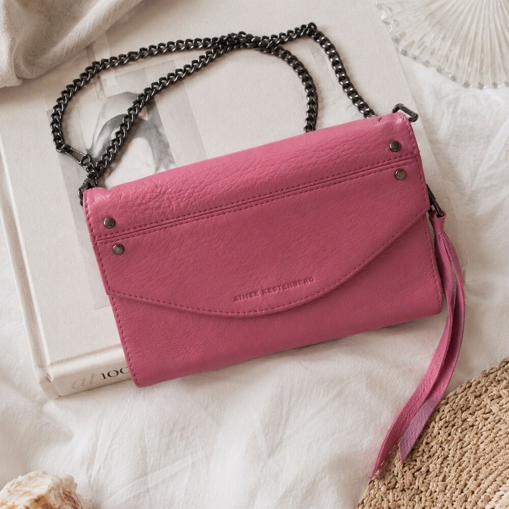 Aimee Kestenberg purse Chain Crossbody bag hot Pink Barbie leather gift preloved